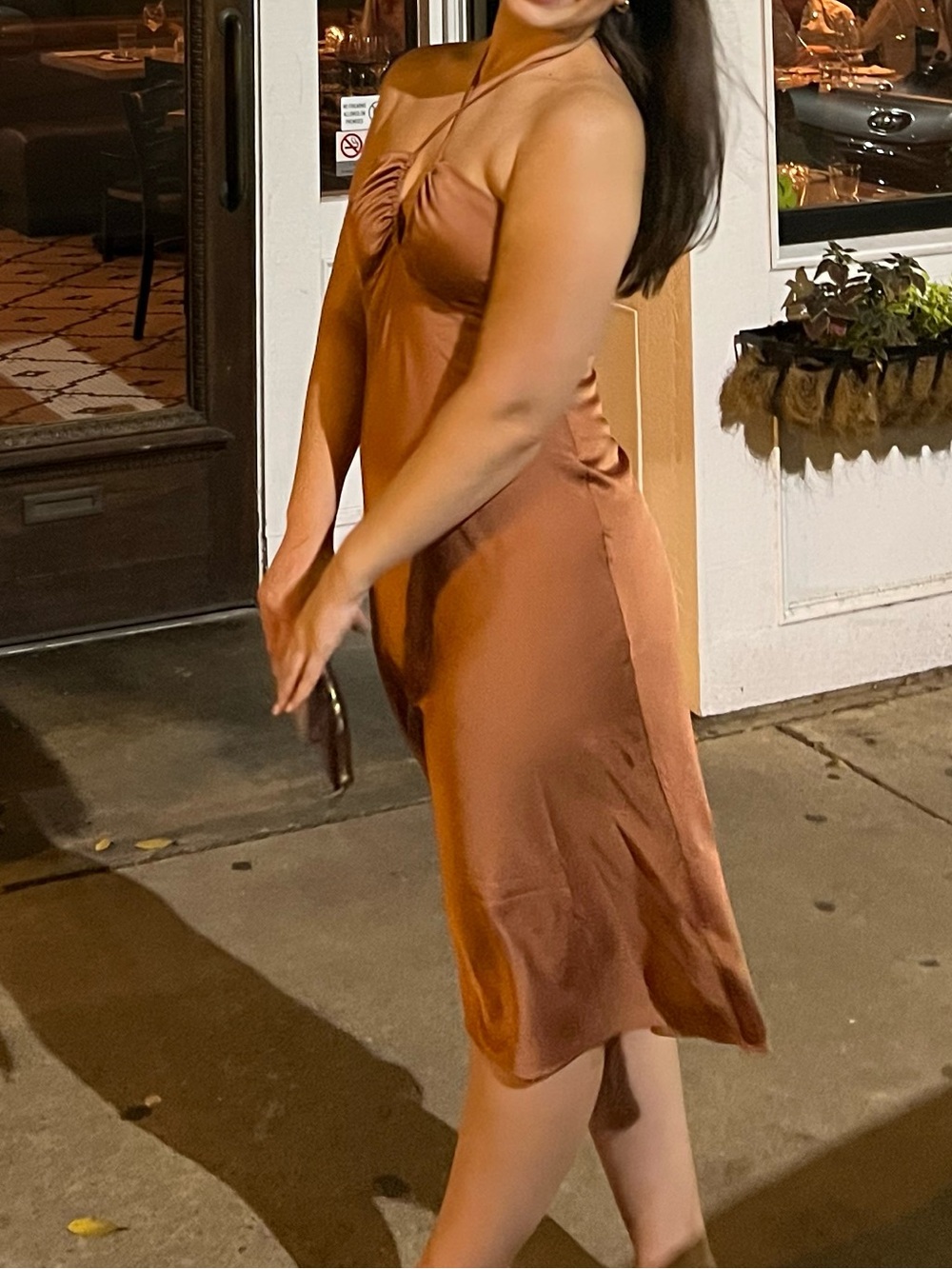 Abercrombie & Fitch Rust-Brown Halter Midi Slip Dress - Picture 3 of 3